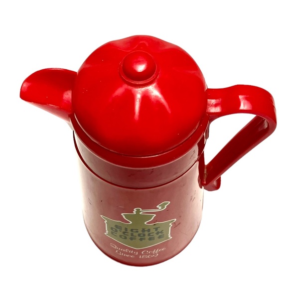 Vtg Eight O'Clock Coffee Carafe Insulated, Red and Plastic Decorative Piece 1989 - Picture 3 of 8